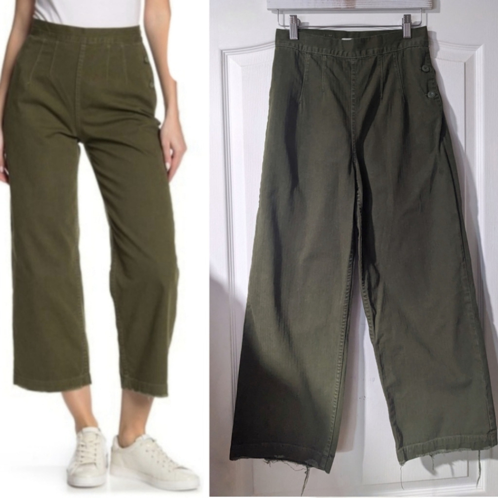 GRLFRND | Farrah wide-leg crop in green